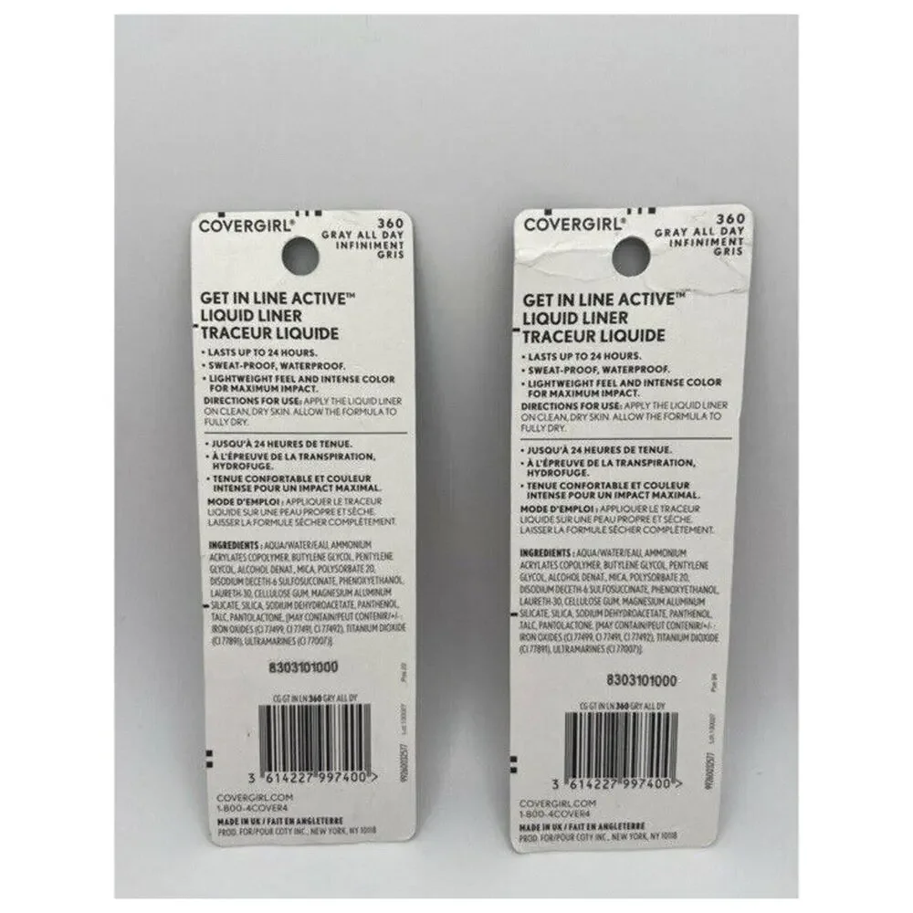 Covergirl 2x Get In Line Active Liquid Liner #360 Gray All Day Make-up Eye Liner